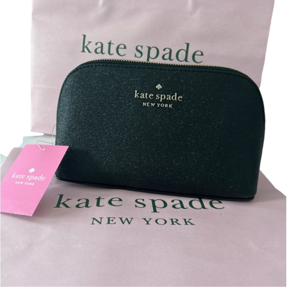 Kate Spade Tinsel Glitter Black Cosmetic Bag New With Tags - Picture 6 of 12